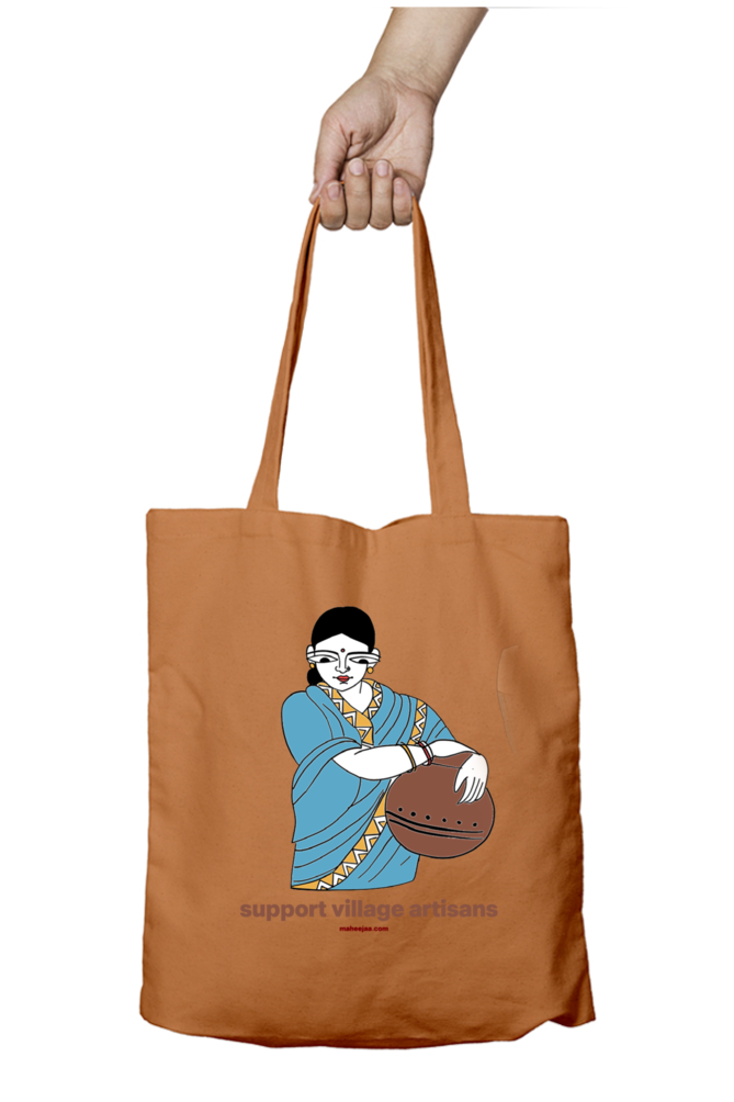 Cotton Printed Tote with Zipper - Support Village Artisans