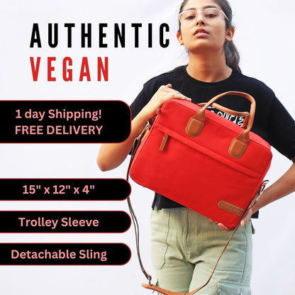 The Everyday All Purpose Laptop Bag Red - Authentic Vegan