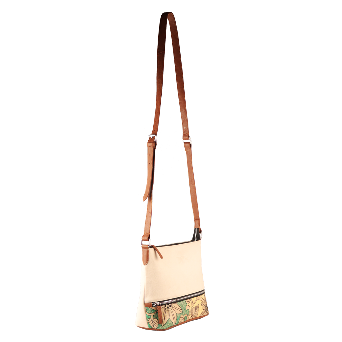 Genuine Leather Handcrafted Sling Bag Women (Cream Tan)