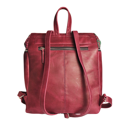 Genuine Leather and Embroidery Cranberry Capsule Backpack