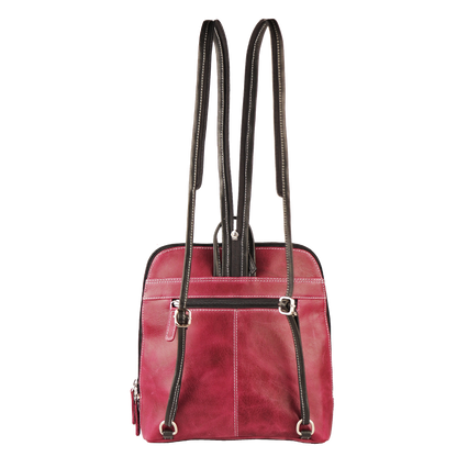 Genuine Leather Handcrafted Small Backpack Women (Cranberry)