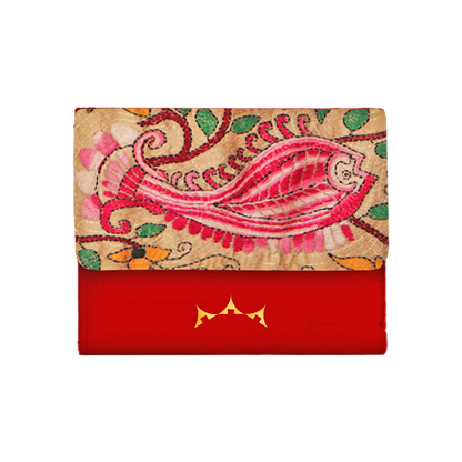 Leather and Embroidery Women's Bi Fold Flap Wallet - Rani