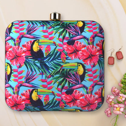 Hornbill Tropical Printed Fabric Clutch (6.5x6)