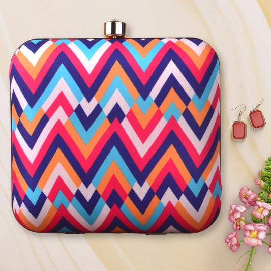 Aztec Pattern Printed Fabric Clutch (6.5x6)