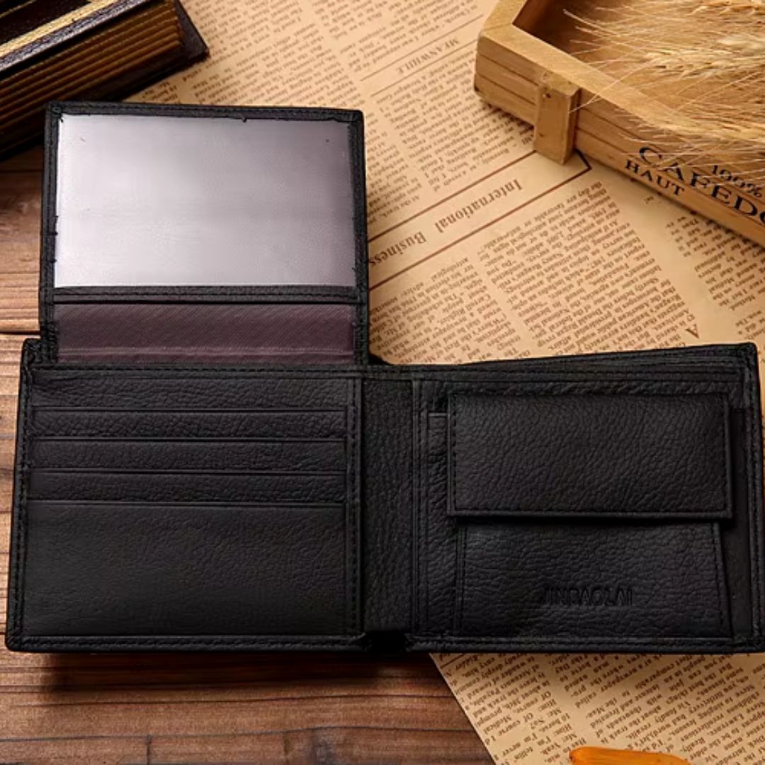 Genuine Cowhide Leather Luxury Purse Bifold Leather Wallets for Men