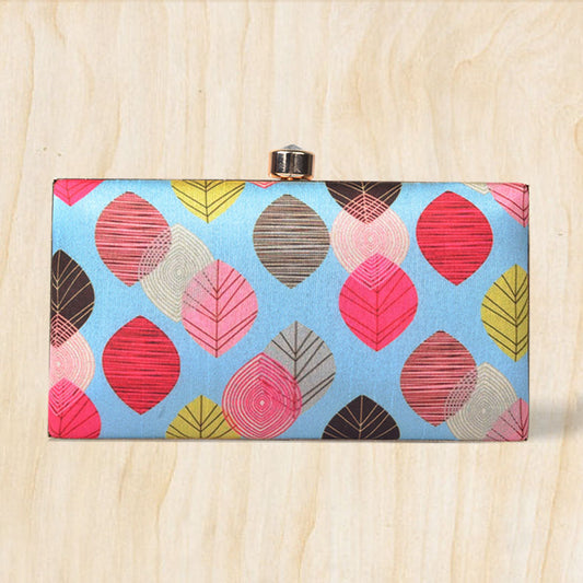 Leaf Pattern Printed Fabric Clutch (8x4)