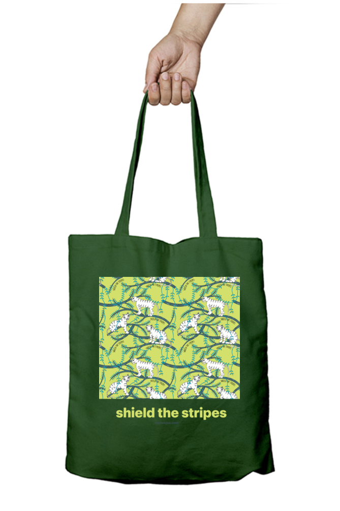 Cotton Printed Tote with Zipper - Shield the Stripes