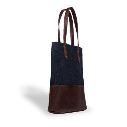 Denim Leather Tote Bag for Women
