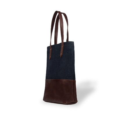 Denim Leather Tote Bag for Women