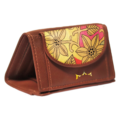 Leather and Embroidery Women's Tri Fold Wallet - Diva