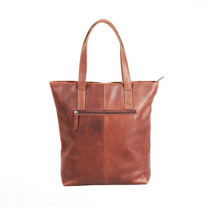 Leather Handbag Long Tote - Umber