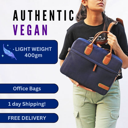 The Everyday All Purpose Messenger Bag Navy - Authentic Vegan