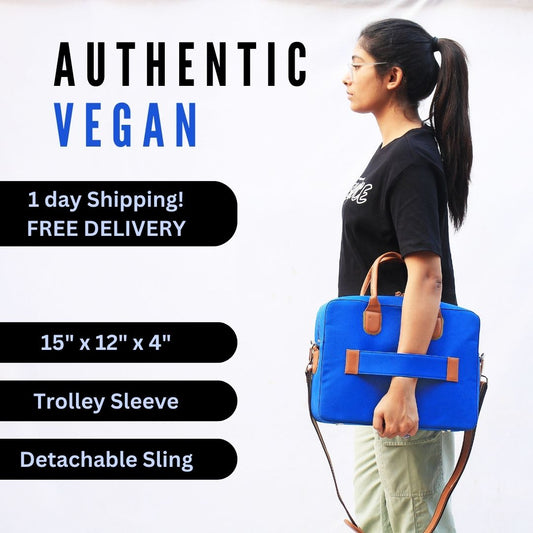 The Everyday All Purpose Laptop Bag Sky Blue - Authentic Vegan