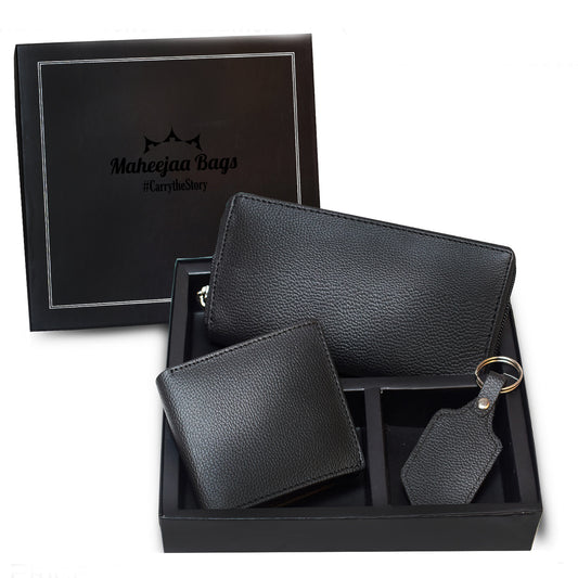 Leather Gift Set - Long Wallet, Bifold Wallet and Keyring