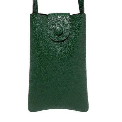 Mobile Sling for Women - Genuine Leather Raw Edge Green