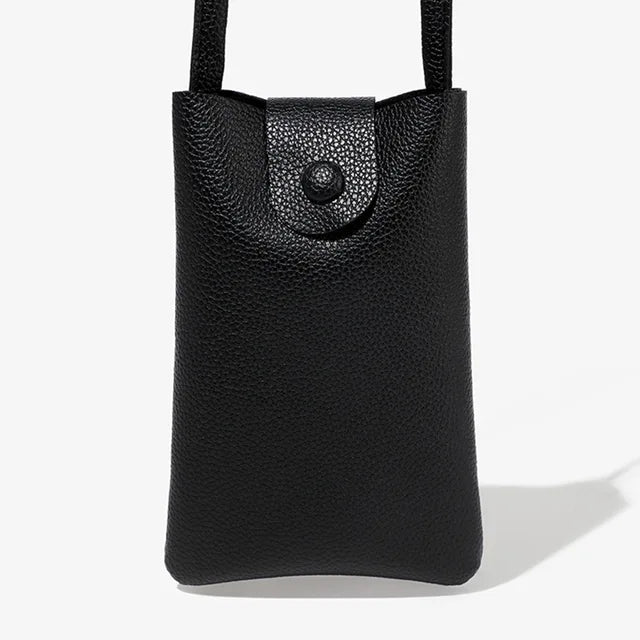 Mobile Sling for Women - Genuine Leather Raw Edge Black