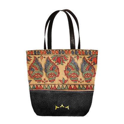 Shankh Madhubani Mini Tote with Sling - Black