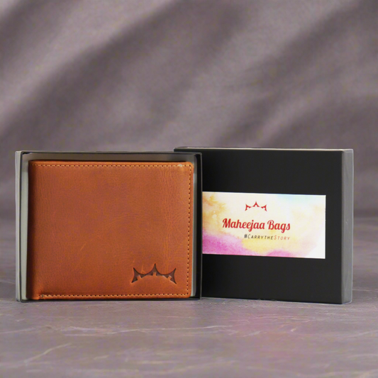 Maheejaa Men's Bi-fold Genuine Leather Regular Wallet - Tan
