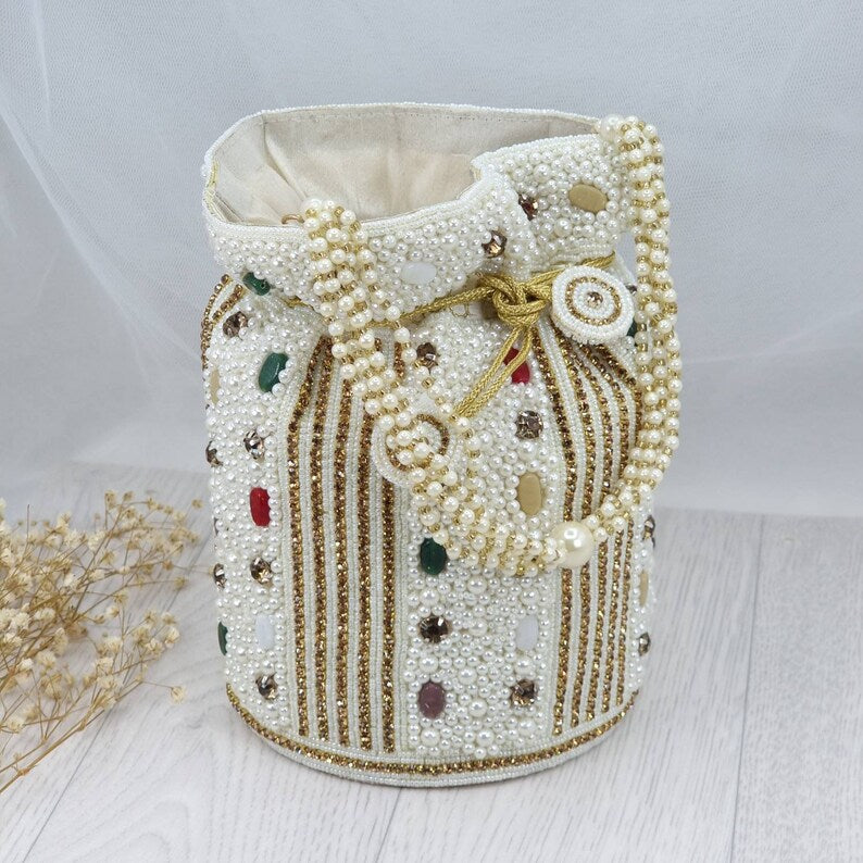 Bridal Beaded Potli Bag for Women - Pearl & Ruby