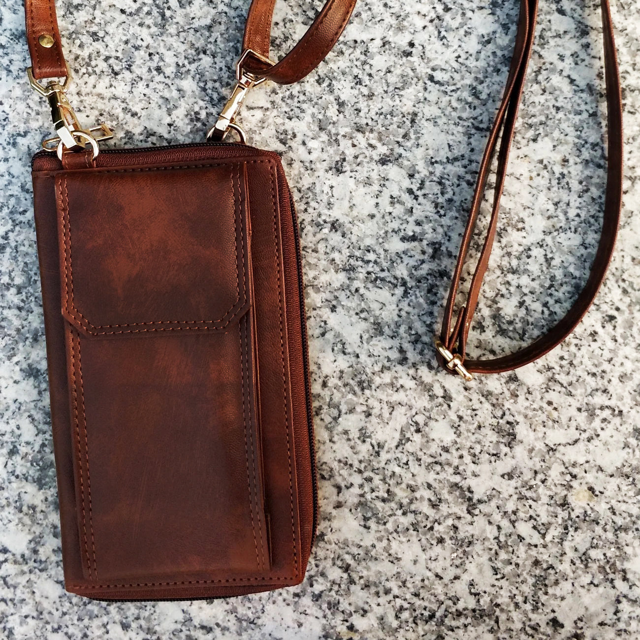 Leather Mobile Sling Bag for Women