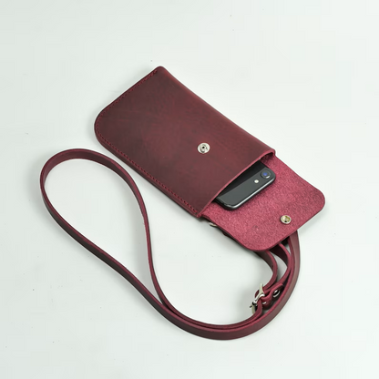 Mobile Sling for Women - Genuine Crunch Leather Raw Edge