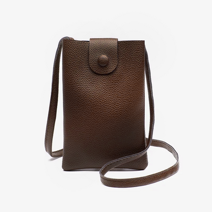 Mobile Sling for Women - Genuine Leather Raw Edge Brown