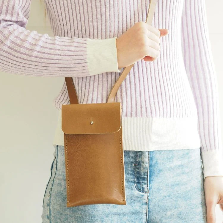 Mobile Sling Bag Leather - Beautiful Pastel Colours