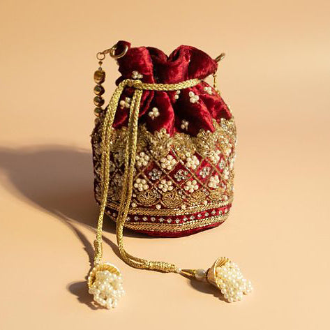 Bridal Mini Potli Bag Silk for Women - Emerald