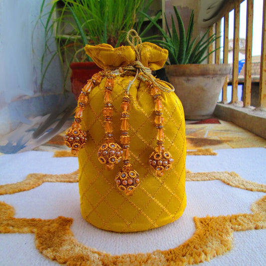 Bridal Mini Potli Bag Silk for Women - Haldi