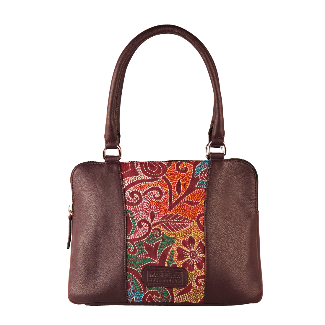 Combo of Leather Embroidery Plum Handbag & Mini Tote