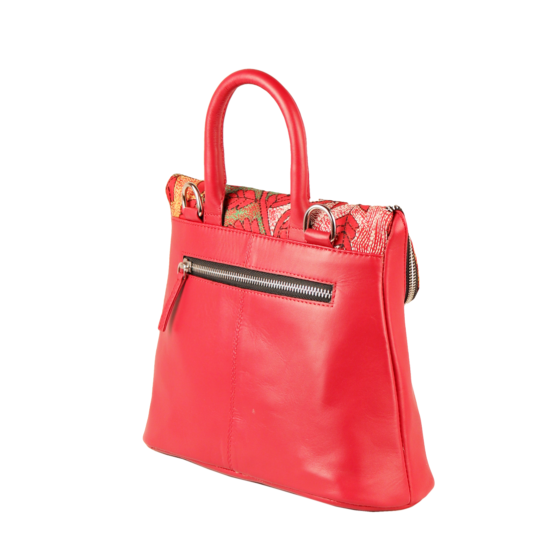 Combo of Leather Embroidery Scarlet Red Handbag & Mini Tote