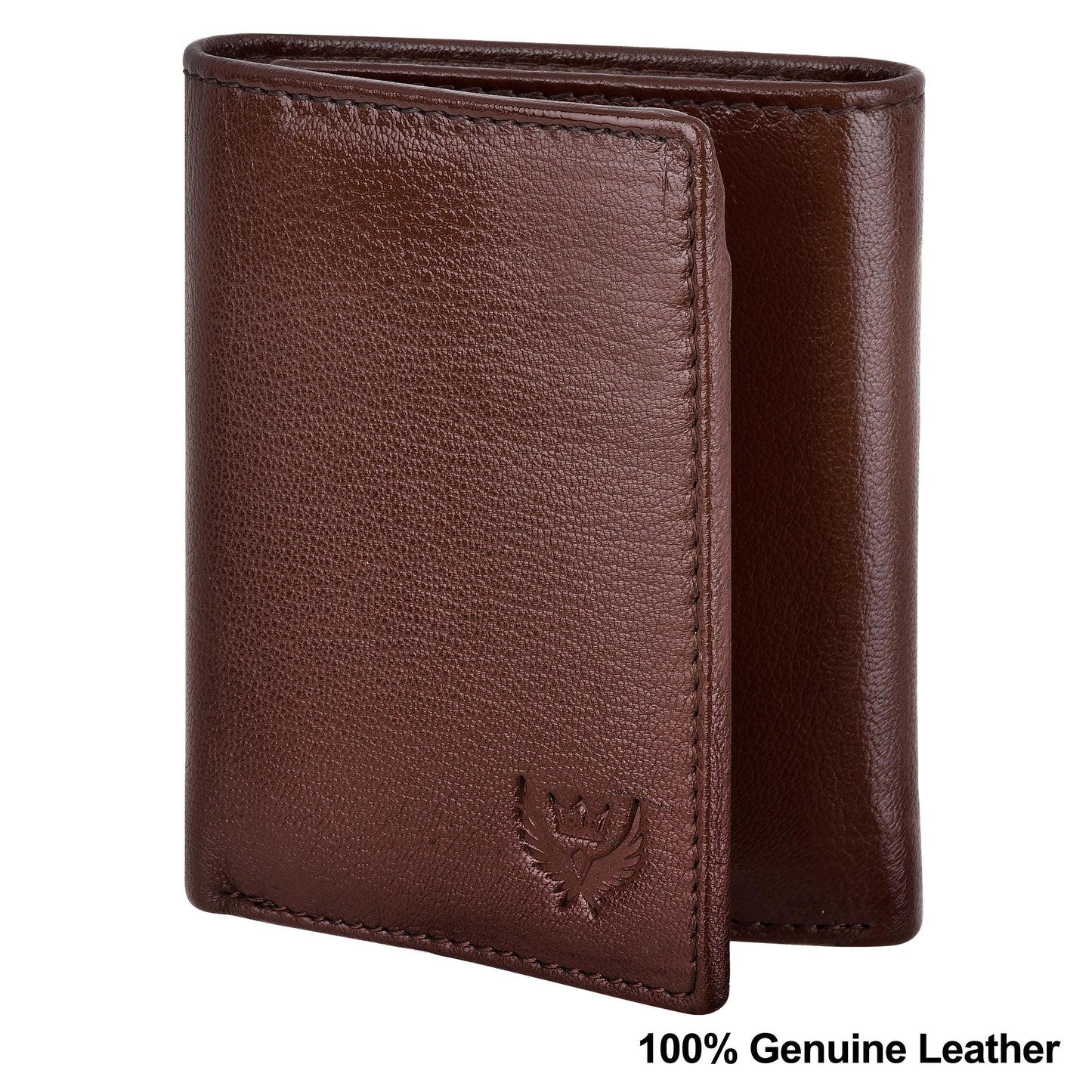 TriFold Closure Umber Brown RFID Blocking Leather Wallet for Men with ID Slot