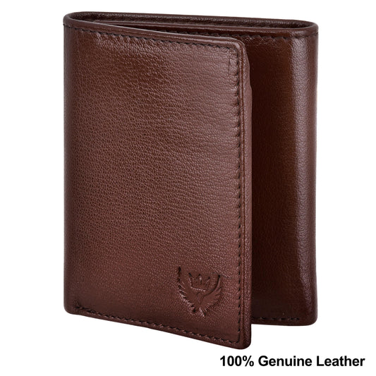 TriFold Closure Umber Brown RFID Blocking Leather Wallet for Men with ID Slot