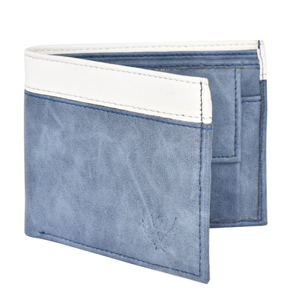 Bi-Fold Synthetic Leather Wallet for Men (Blue,White)