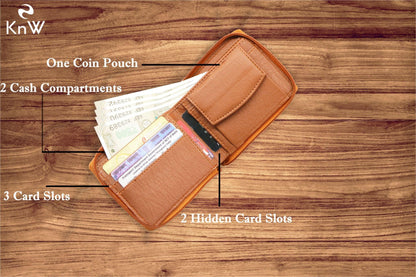 Wallet Leather tan round zip
