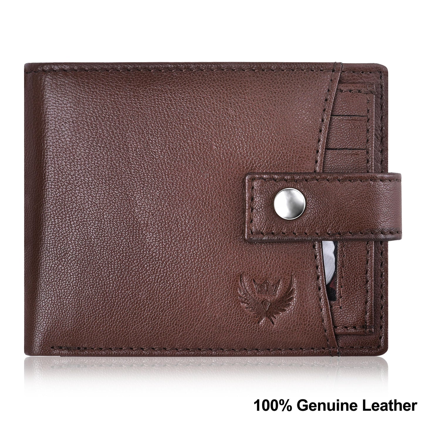 Bi-Fold Dark Brown RFID Blocking Leather Wallet for Men with External Card Holder & Coin Pocket Feature