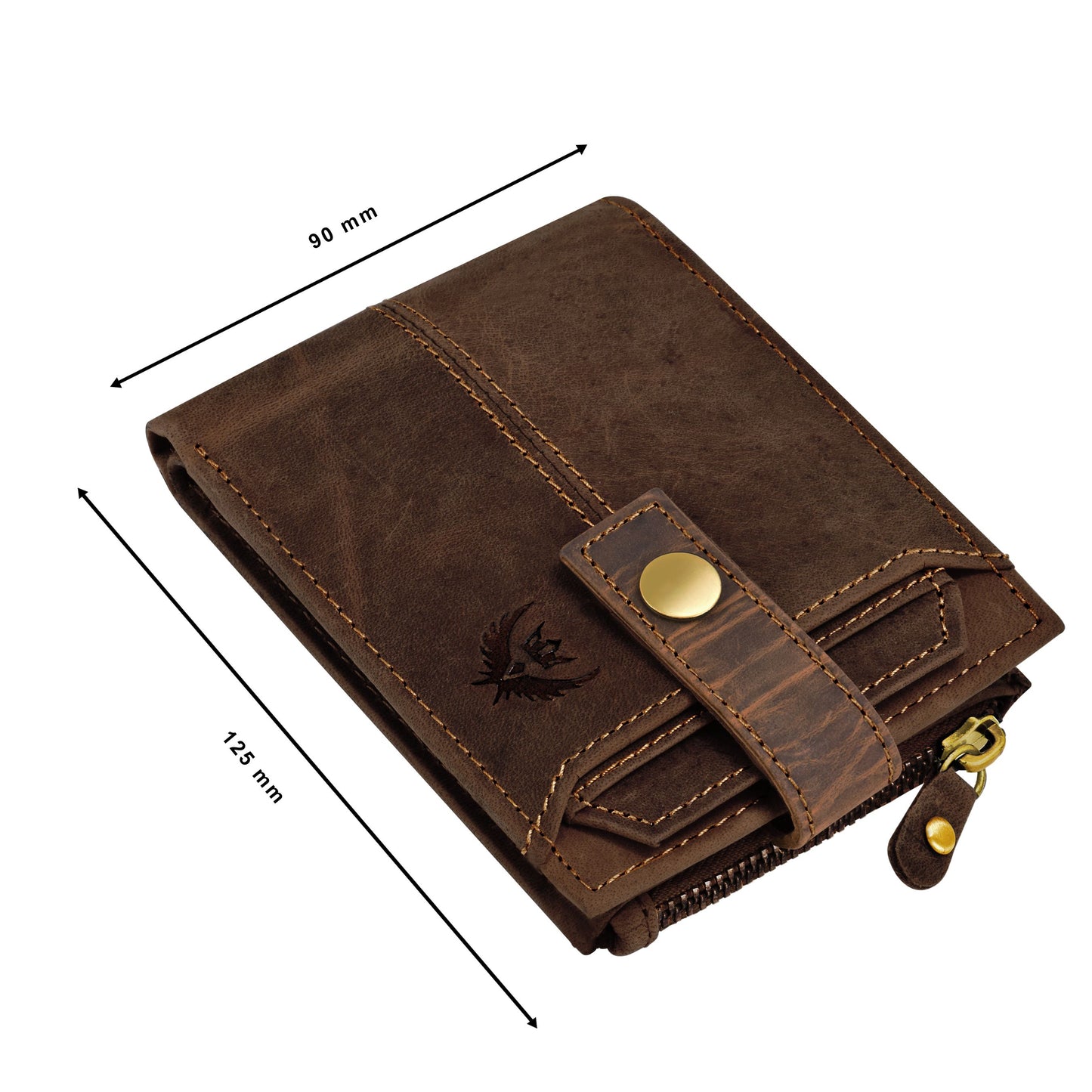 RFID Blocking Brown Genuine Hunter Leather Wallet for Men with ATM Card & Coin Zipper