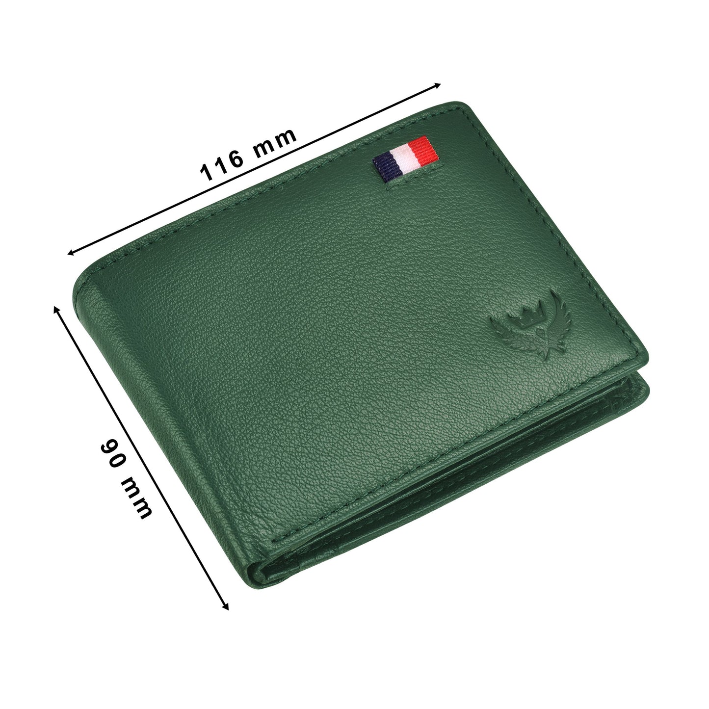 India Forest Green Genuine Leather RFID Protected Large Capacity Wallet for Men