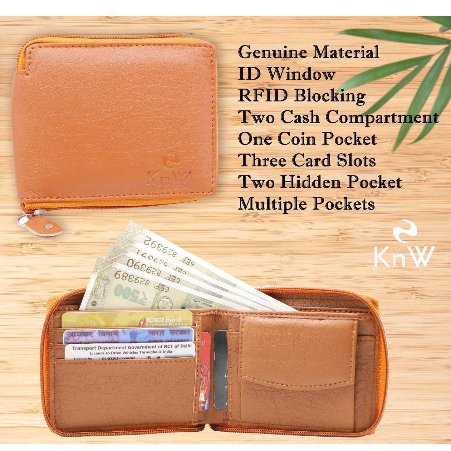 KnW Wallet Leather Green 8 Card Holder