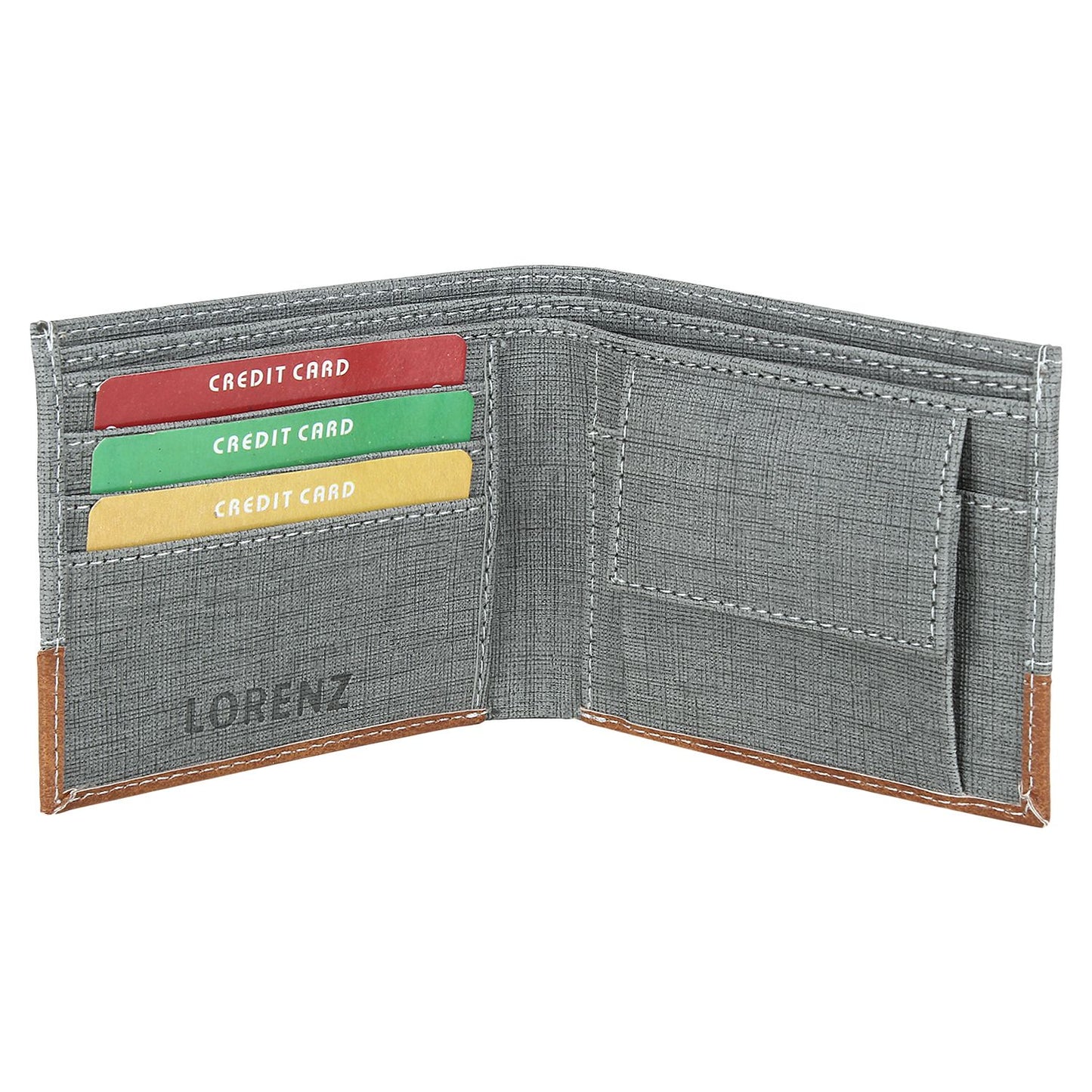 Casual Bi-Fold Wallet for Men (Gray,Tan)