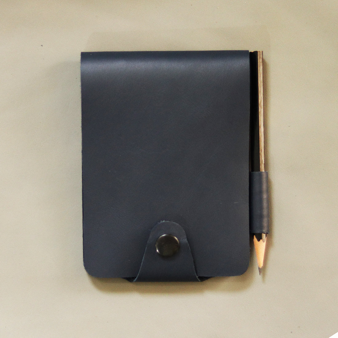 Genuine Leather Mini Notepad - With Notebook & Pencil