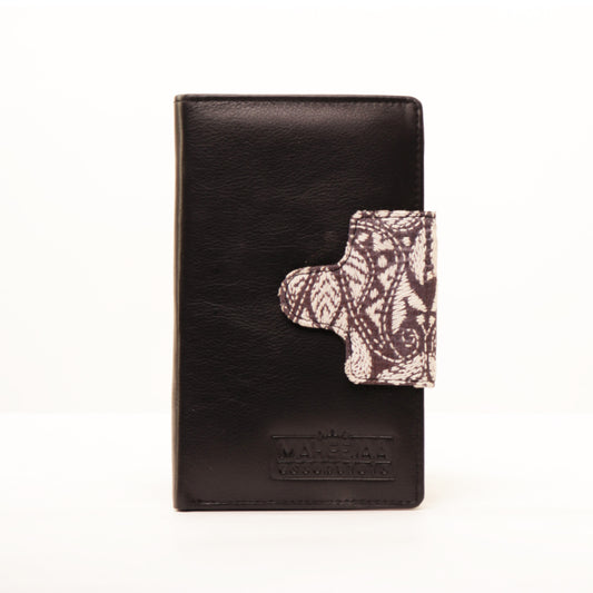 Maheejaa Genuine Leather-Kantha Women's Traveller Wallet - Black