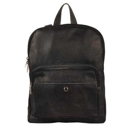 Raw Leather Mini Backpack Black
