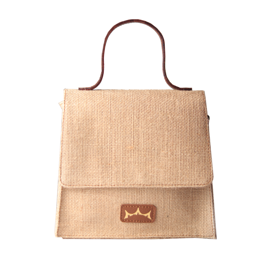 Mini Sling Briefcase - Jute and Leather