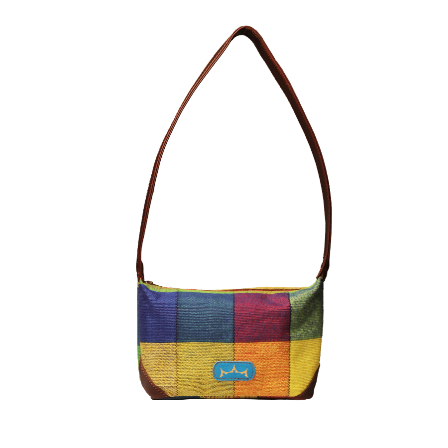 Thejus Multi colored cotton boxed sling bag - AuthIndia