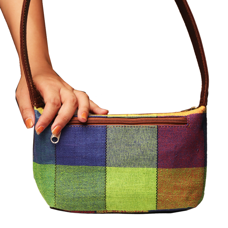 Jute Leather Vanity Bag Multicolor