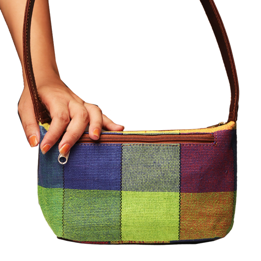 Jute Leather Vanity Bag Multicolor