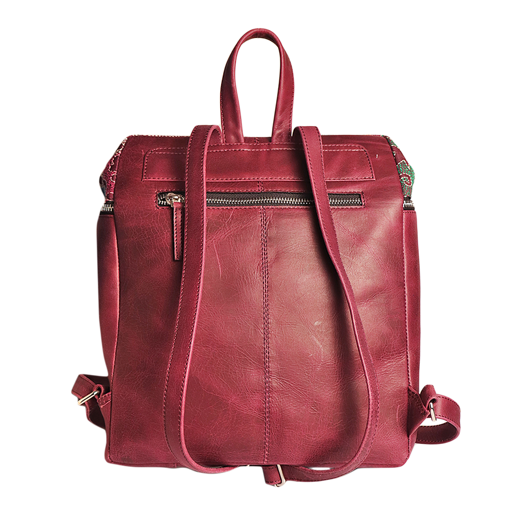 Genuine Leather and Embroidery Cranberry Capsule Backpack