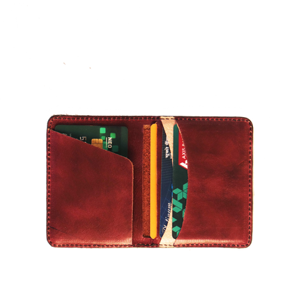 Genuine Leather Card Holder - Cranberry Pink