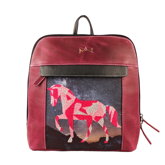 Genuine Leather Handcrafted Small Backpack Women (Cranberry)